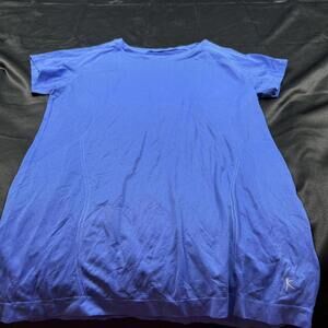 Danskin Now WOMENS blue short sleeve athletic fitted shirt